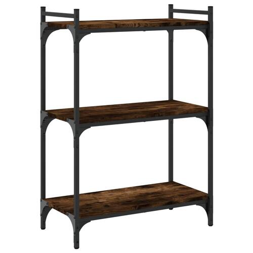 Bogreol 60x30x86 cm 3 hylder konstrueret træ røget eg