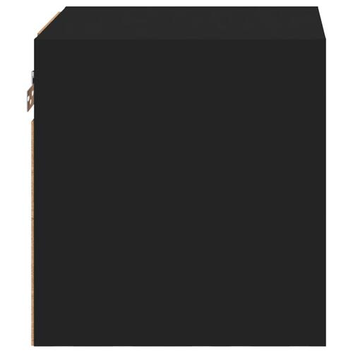 Væghængt tv-bord med LED-lys 30x28,5x30 cm sort