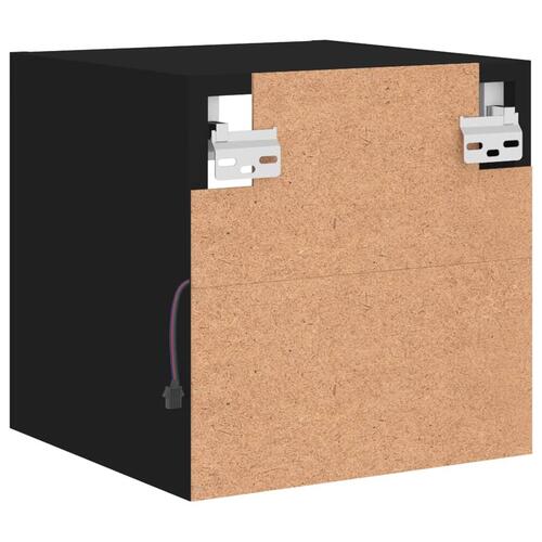 Væghængt tv-bord med LED-lys 30x28,5x30 cm sort