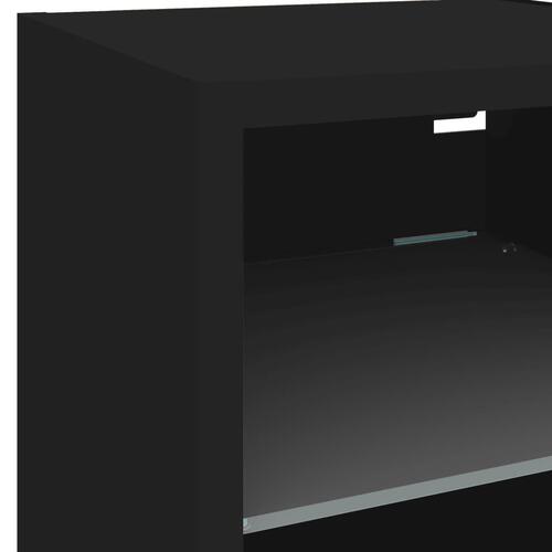 Væghængt tv-bord med LED-lys 30x28,5x30 cm sort