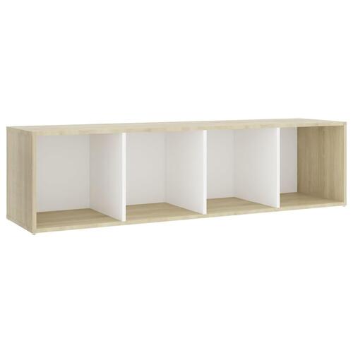 Tv-skab 142,5x35x36,5 cm konstrueret træ hvid og sonoma-eg