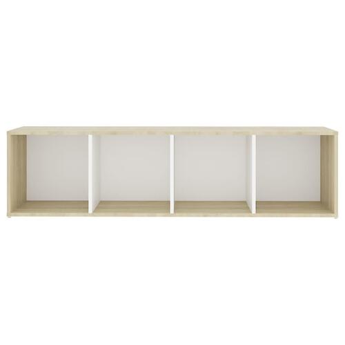 Tv-skab 142,5x35x36,5 cm konstrueret træ hvid og sonoma-eg