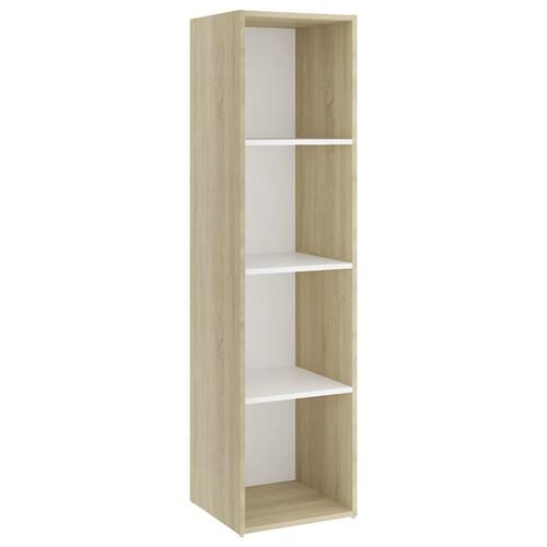 Tv-skab 142,5x35x36,5 cm konstrueret træ hvid og sonoma-eg