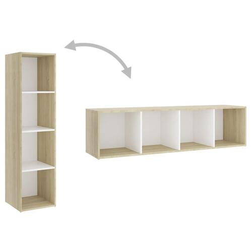 Tv-skab 142,5x35x36,5 cm konstrueret træ hvid og sonoma-eg