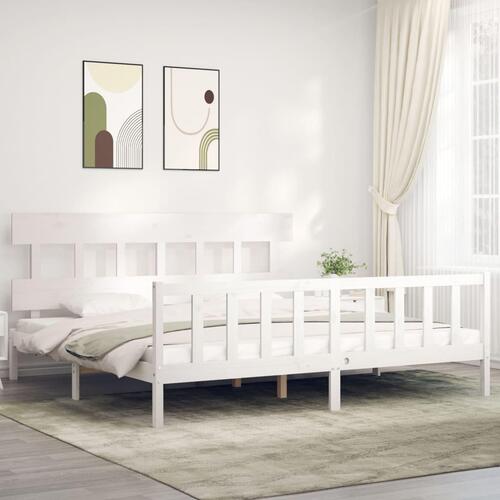 Sengeramme uden madras 200x200 cm massivt fyrretræ hvid