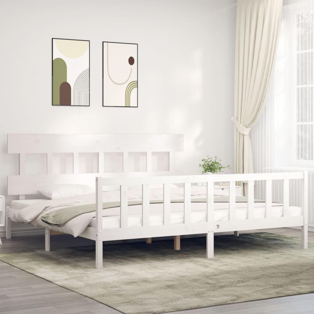 Sengeramme uden madras 200x200 cm massivt fyrretræ hvid