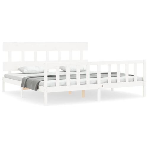 Sengeramme uden madras 200x200 cm massivt fyrretræ hvid