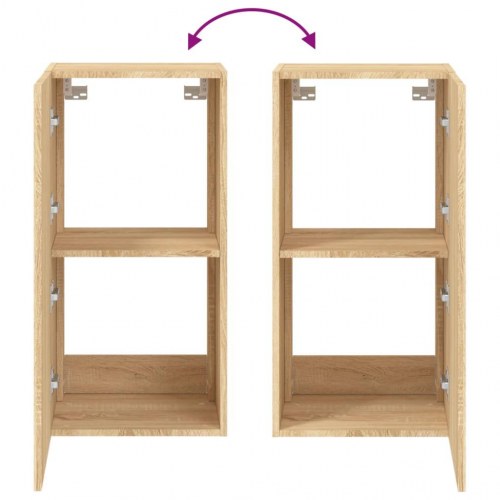 Væghængt tv-bord med LED-lys - sonoma-eg, 40,5 x 35 x 80 cm