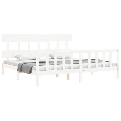 Sengeramme uden madras 200x200 cm massivt fyrretræ hvid