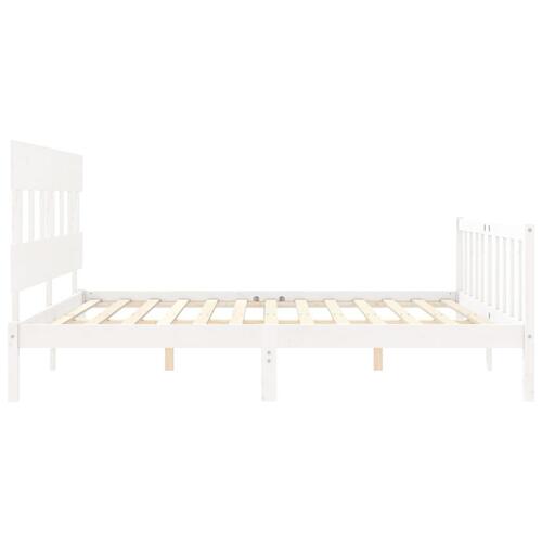 Sengeramme uden madras 200x200 cm massivt fyrretræ hvid