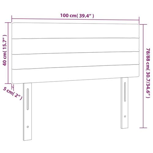 Sengegavl med LED-lys 100x5x78/88 cm stof gråbrun