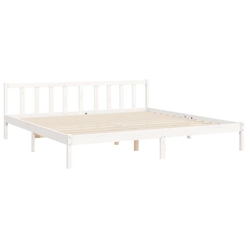 Sengeramme uden madras 200x200 cm massivt fyrretræ hvid