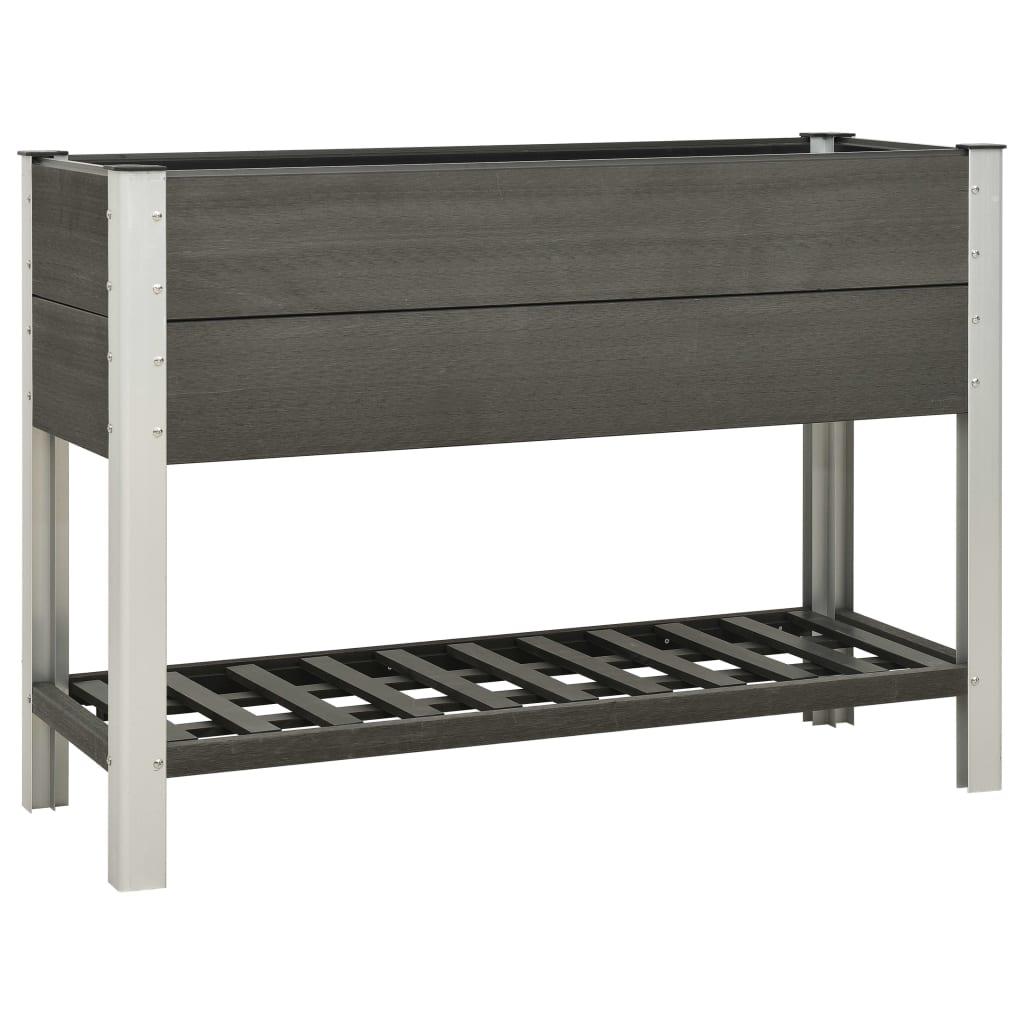 Højbed med hylde 125x50x90 cm WPC grå