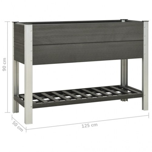Højbed med hylde 125x50x90 cm WPC grå