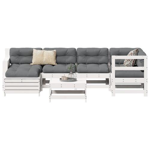 Sofasæt til haven 7 dele massivt fyrretræ hvid