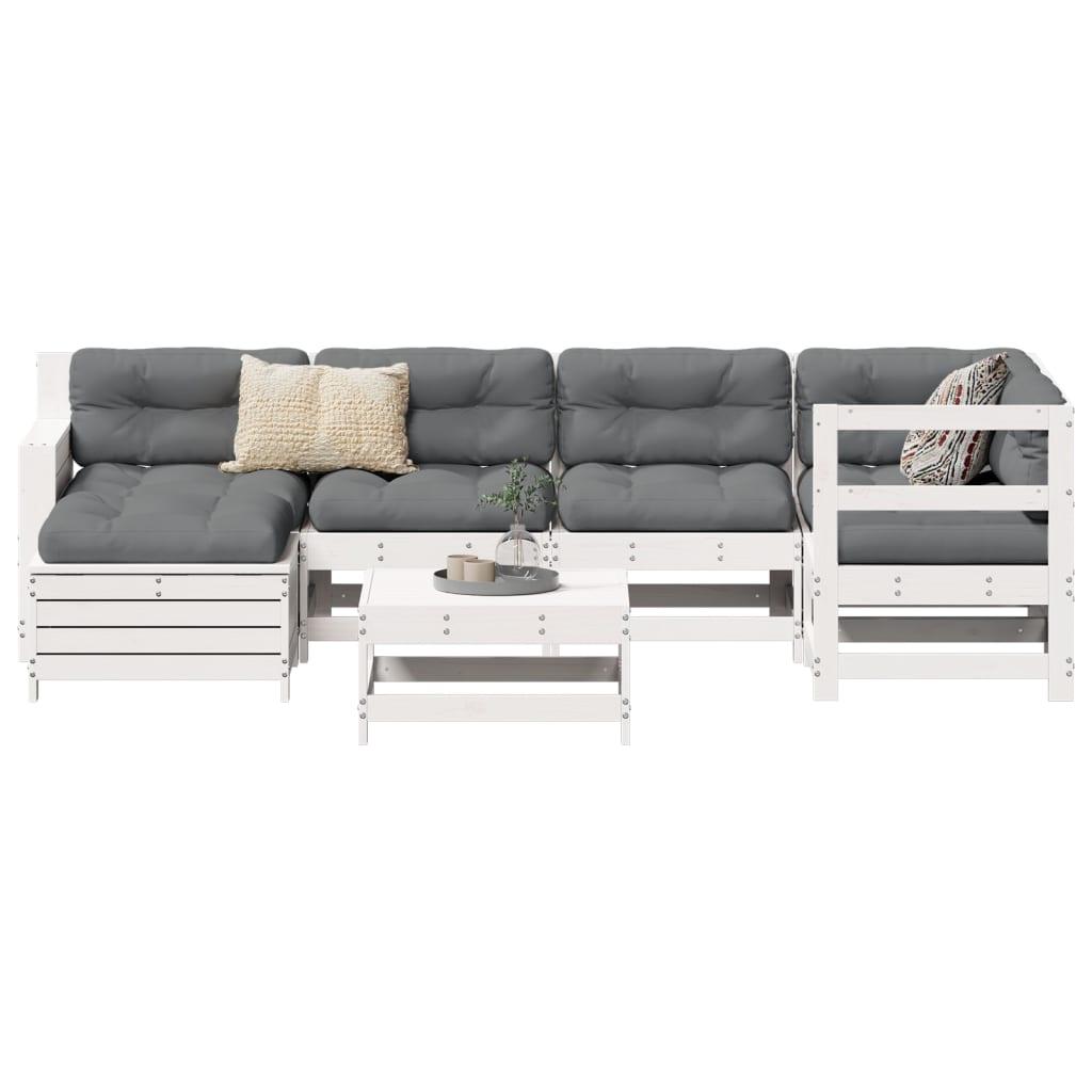 Sofasæt til haven 7 dele massivt fyrretræ hvid