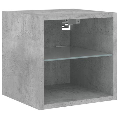 Væghængte tv-borde 2 stk. med LED-lys 30x28,5x30 cm betongrå