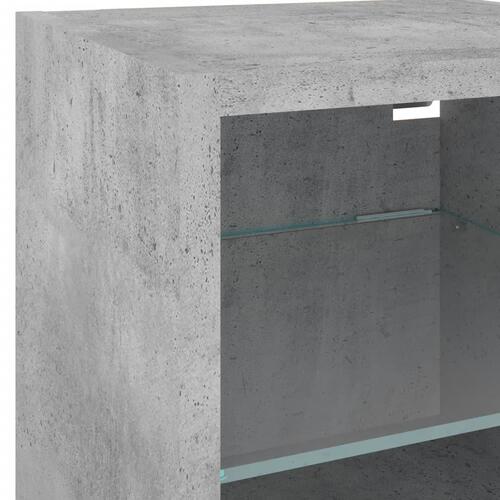 Væghængte tv-borde 2 stk. med LED-lys 30x28,5x30 cm betongrå