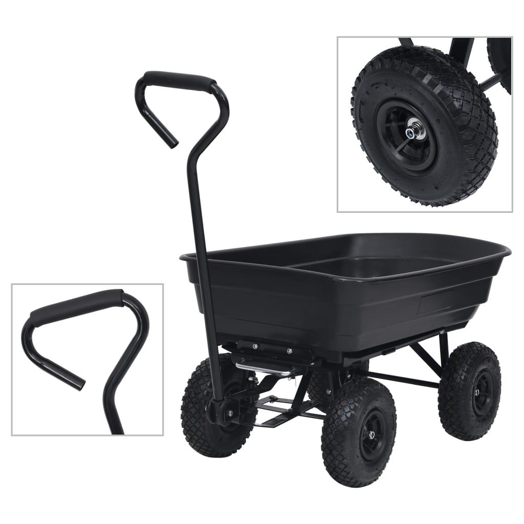 Havevogn med vippelad 300 kg 75 l sort