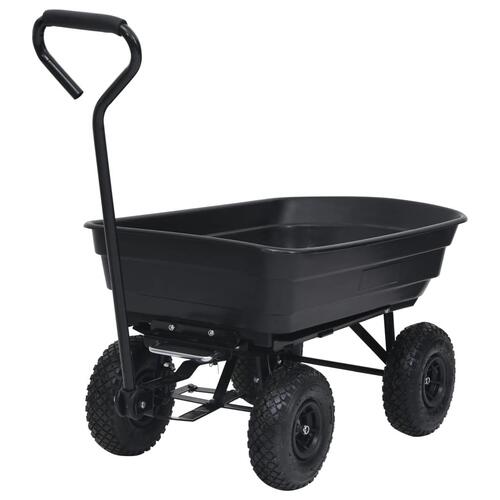 Havevogn med vippelad 300 kg 75 l sort