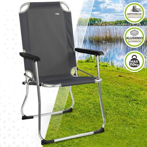 Sammenklappelig campingstol Aktive Mørkegrå 45 x 91 x 47 cm (6 enheder)