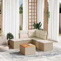 Sofasæt til haven 6 dele med hynder polyrattan beige