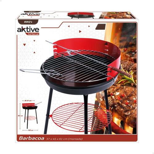 Havegrill Transportabel Aktive Træ Jern Ø 38 cm 37 x 61 x 45 cm (6 enheder) Rød