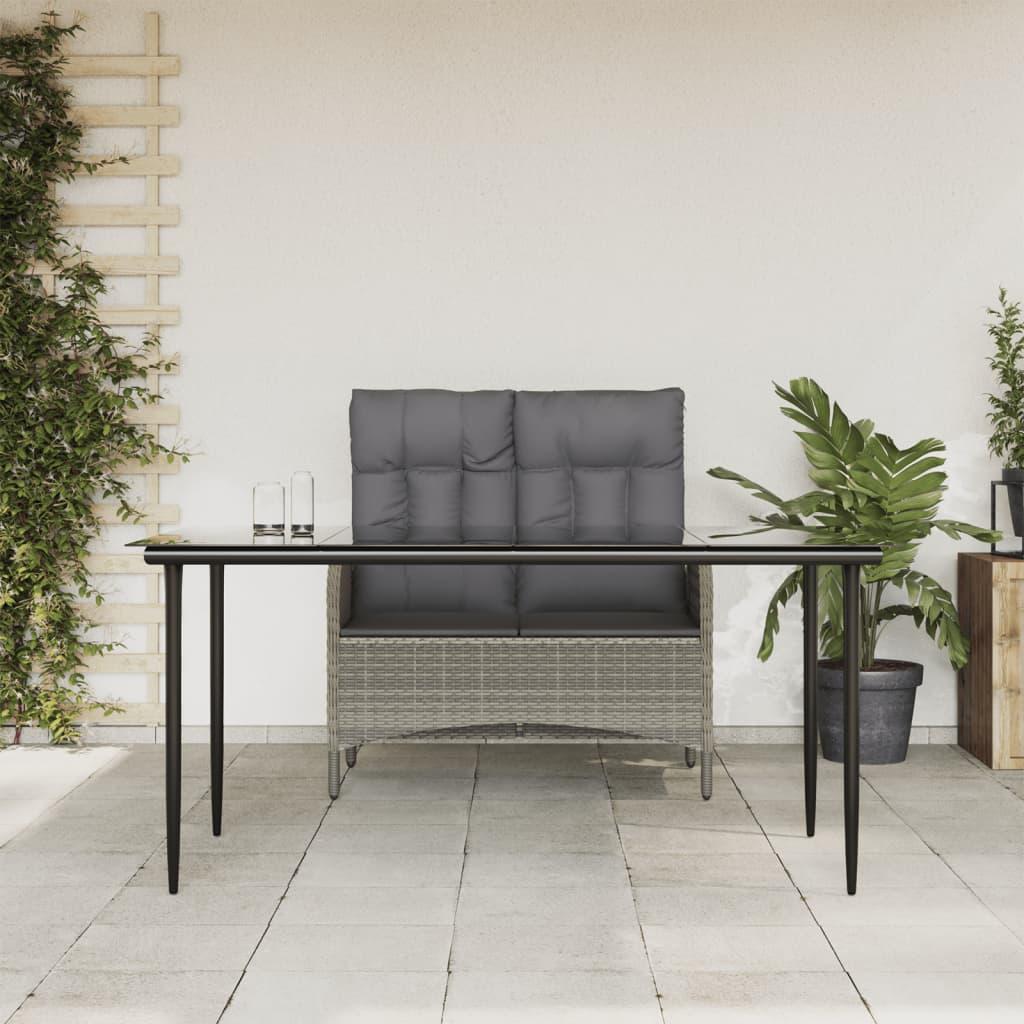 Spisebordssæt til haven 2 dele med hynder polyrattan grå