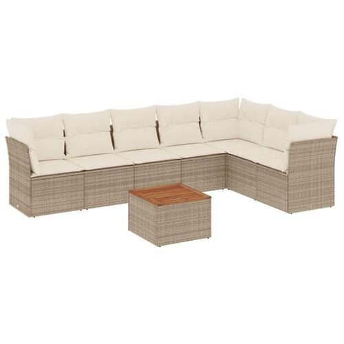 Sofasæt til haven 8 dele med hynder polyrattan beige