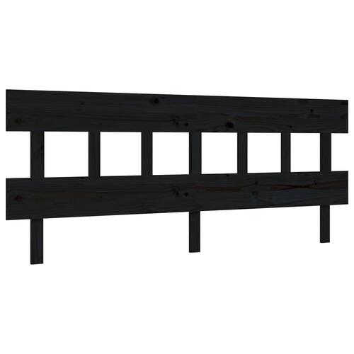 Sengeramme med sengegavl 200x200 cm massivt træ sort