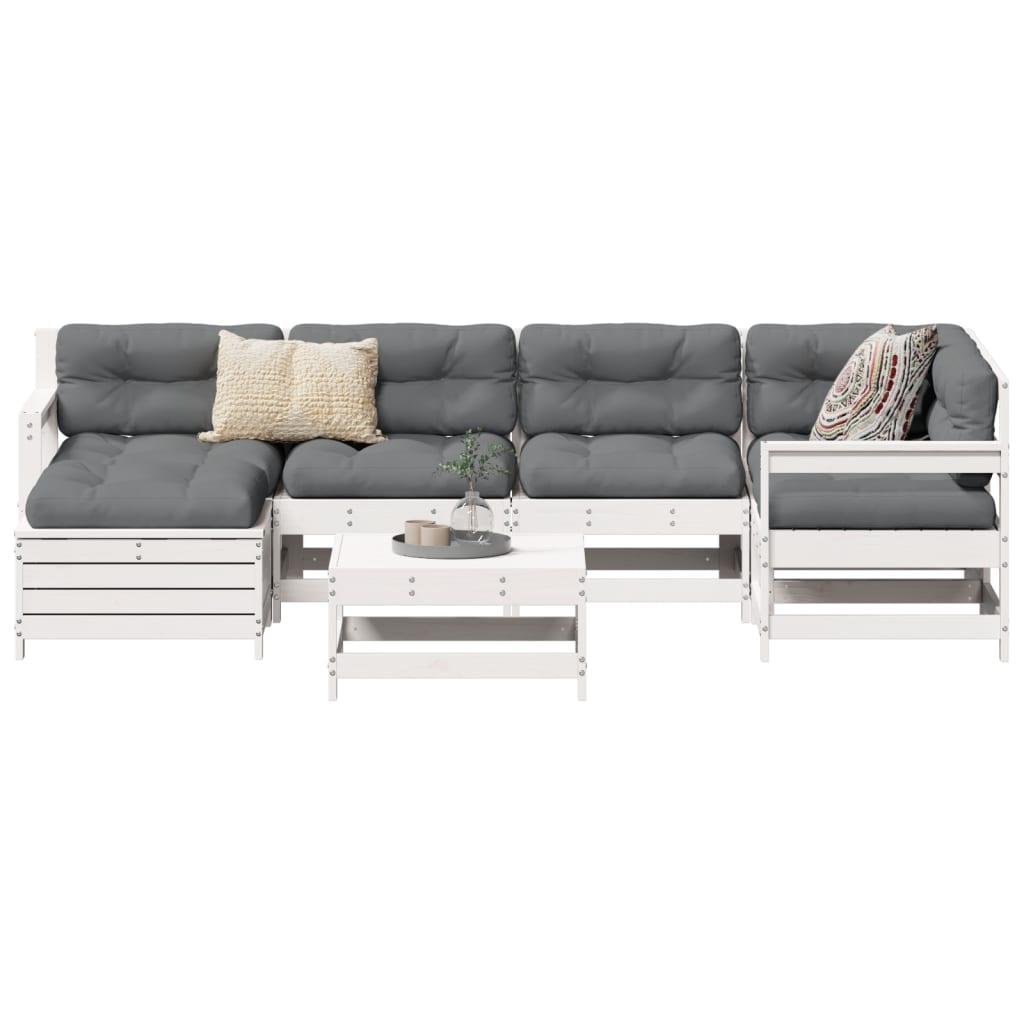 Sofasæt til haven 7 dele massivt fyrretræ hvid