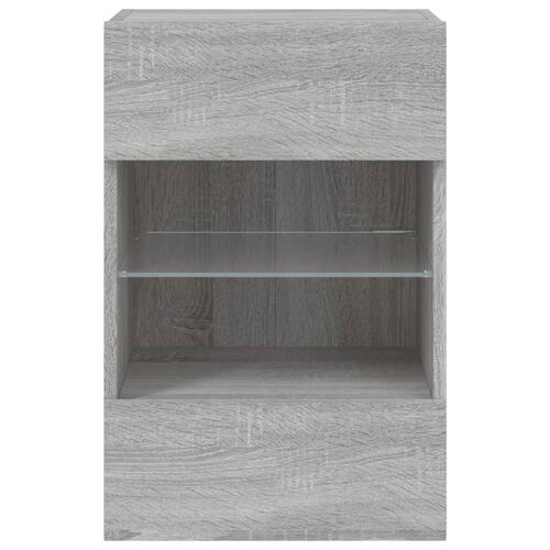Væghængt tv-bord m. LED-lys 40x30x60,5 cm grå sonoma-eg