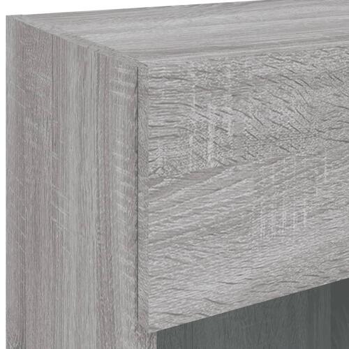Væghængt tv-bord m. LED-lys 40x30x60,5 cm grå sonoma-eg
