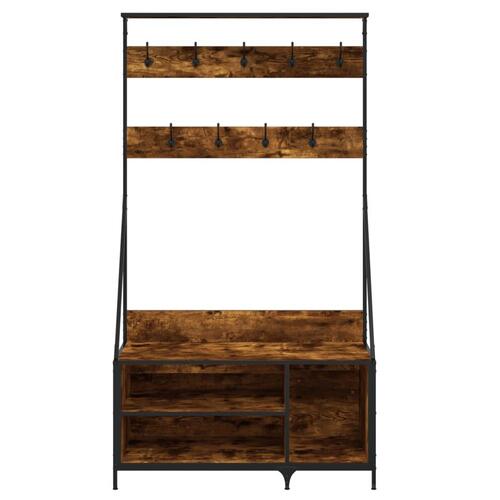 Tøjstativ med skoopbevaring 100x41x184 cm røget egetræsfarve