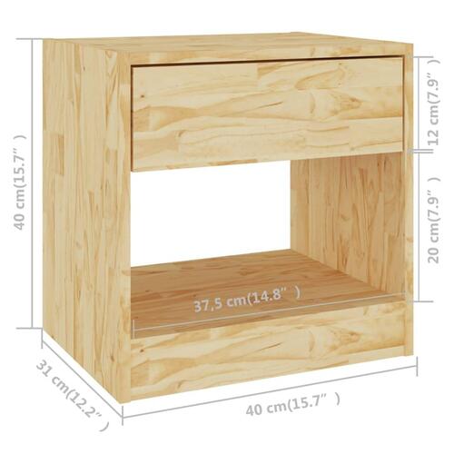 Sengeborde 2 stk. 40x31x40 cm massivt fyrretræ