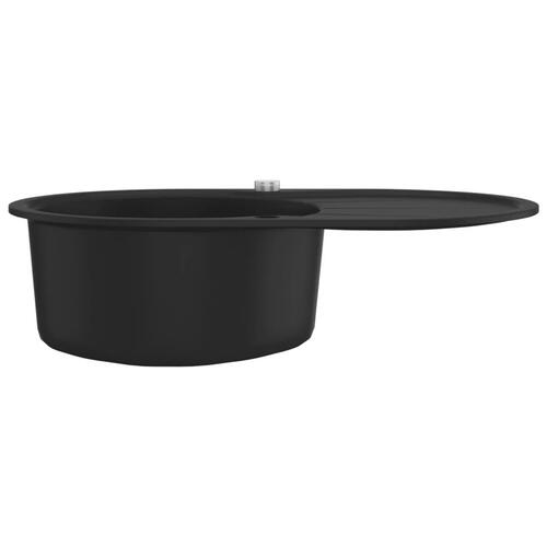 Køkkenvask enkelt vask oval granit sort