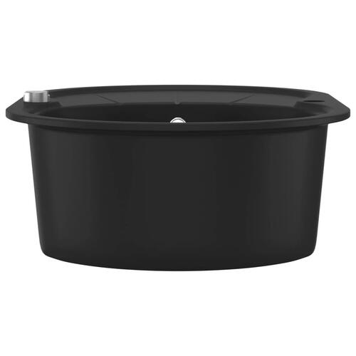 Køkkenvask enkelt vask oval granit sort