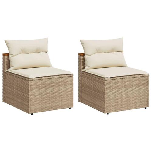 Sofamoduler til haven 2 stk. med hynder polyrattan beige