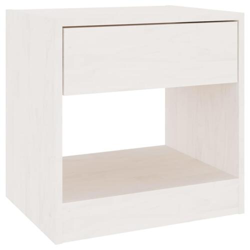 Sengebord 40x31x40 cm massivt fyrretræ hvid