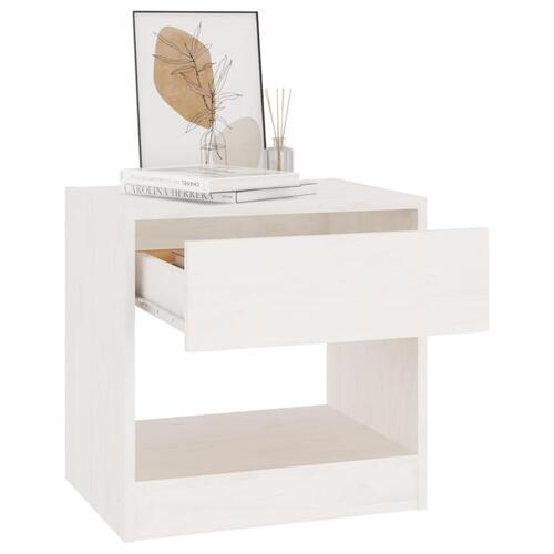 Sengebord 40x31x40 cm massivt fyrretræ hvid