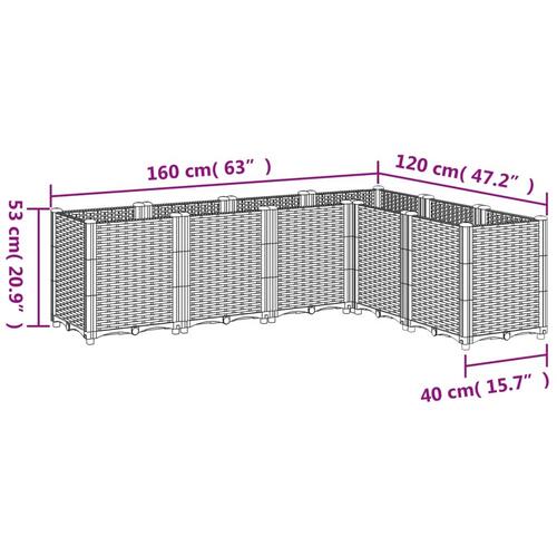 Plantekasse 160x120x53 cm PP brun