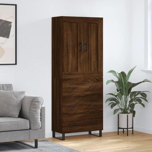 Højskab 69,5x34x180 cm konstrueret træ brun egetræsfarve