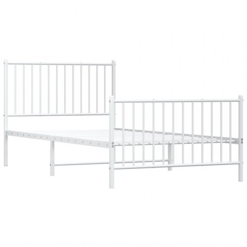 Sengeramme med sengegavl og fodgærde 100×200 cm - metal, hvid