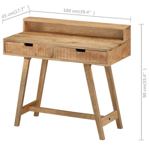 Skrivebord 100x45x90 cm massivt ru mangotræ