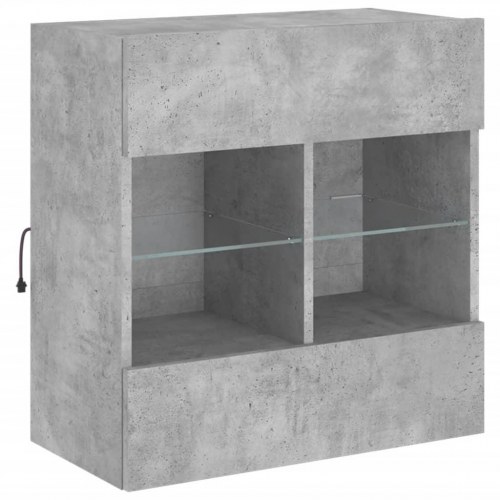 Væghængt tv-bord med LED-lys 58,5 x 30 x 60,5 cm - betongrå