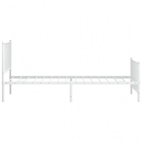 Sengeramme med sengegavl og fodgærde 100×200 cm - metal, hvid