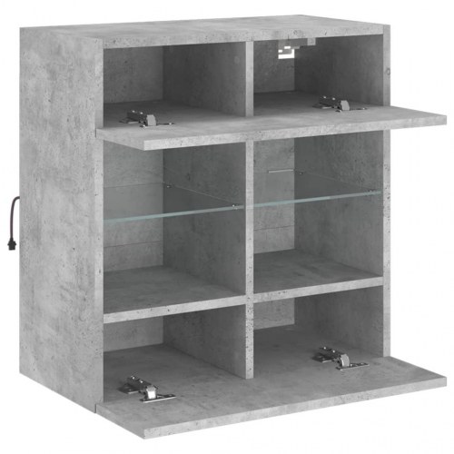 Væghængt tv-bord med LED-lys 58,5 x 30 x 60,5 cm - betongrå