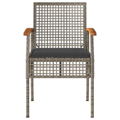 Havestole 2 stk. med hynder polyrattan og akacietræ grå