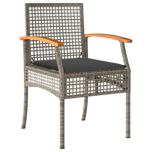 Havestole 2 stk. med hynder polyrattan og akacietræ grå