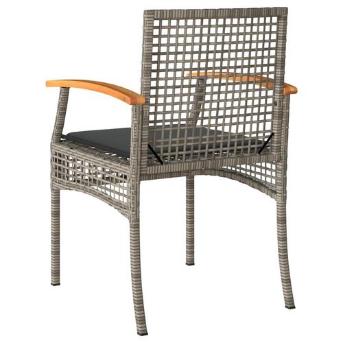 Havestole 2 stk. med hynder polyrattan og akacietræ grå
